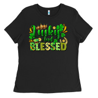 Black lucky and blessed Ladies Tee - FaDigitalArtStudio