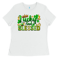 White lucky and blessed Ladies Tee - FaDigitalArtStudio