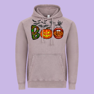 Boo Halloween Vintage Hoodie Designed By Cowhidedigitalart