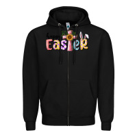 Black Happy Easter With Cross Zipper Hoodie - RanaPortraitStore