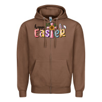 Chestnut Happy Easter With Cross Zipper Hoodie - RanaPortraitStore