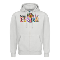 Dove Grey Happy Easter With Cross Zipper Hoodie - RanaPortraitStore