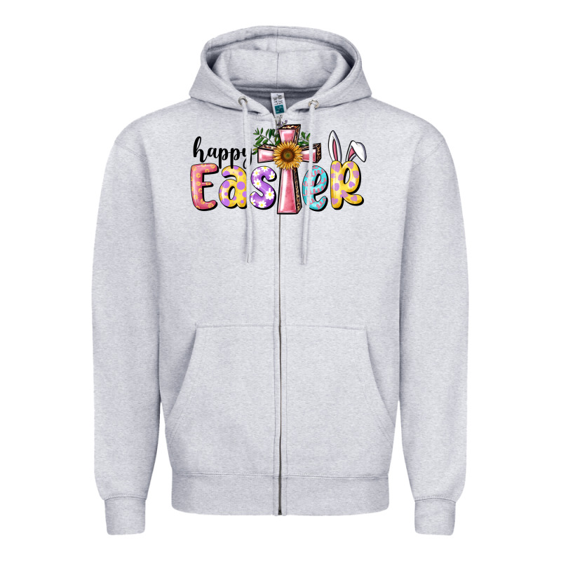 Happy Easter With Cross Zipper Hoodie by RanaPortraitStore | Teevron