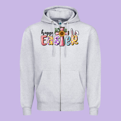 Happy Easter With Cross Zipper Hoodie Designed By Ranaportraitstore