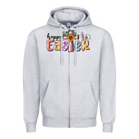 Heather Grey Happy Easter With Cross Zipper Hoodie - RanaPortraitStore