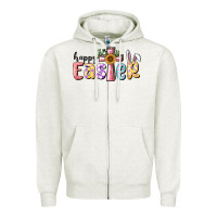 Oatmeal Heather Happy Easter With Cross Zipper Hoodie - RanaPortraitStore