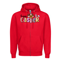Red Happy Easter With Cross Zipper Hoodie - RanaPortraitStore