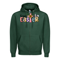 Sports Green Happy Easter With Cross Zipper Hoodie - RanaPortraitStore