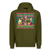 Army Green mexican tequila skull roses cactus sombrero Premium Hoodie - Artiststas