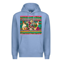 Colony Blue mexican tequila skull roses cactus sombrero Premium Hoodie - Artiststas