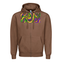 Chestnut Mardi gras colors with leopard Zipper Hoodie - RanaPortraitStore