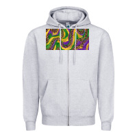 Heather Grey Mardi gras colors with leopard Zipper Hoodie - RanaPortraitStore
