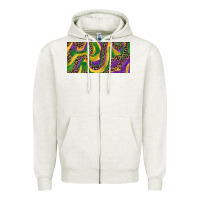 Oatmeal Heather Mardi gras colors with leopard Zipper Hoodie - RanaPortraitStore