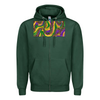 Sports Green Mardi gras colors with leopard Zipper Hoodie - RanaPortraitStore