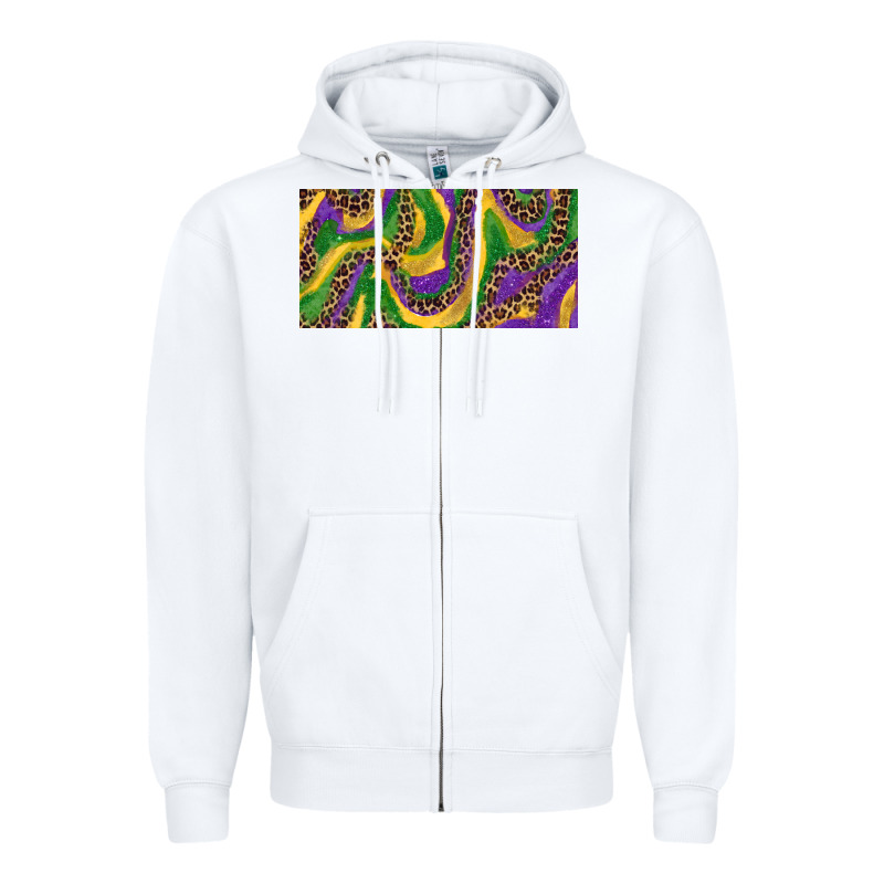 Mardi Gras Colors With Leopard Zipper Hoodie by RanaPortraitStore | Teevron