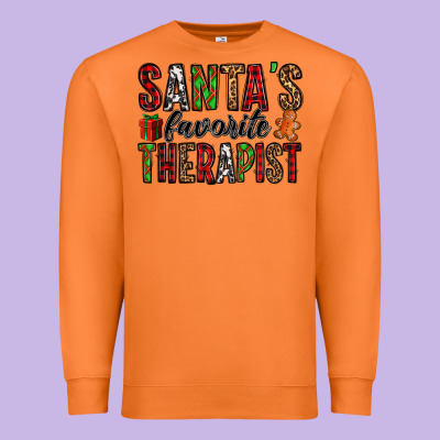 Santa's Favorite Therapist Premium Sweatshirt Designed By Jasminsmagicworld