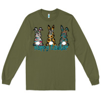Army Green Happy Easter Long Sleeve Tee - CowhideDigitalArt