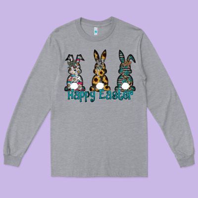 Happy Easter Long Sleeve Tee Designed By Cowhidedigitalart