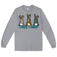 Heather Grey Happy Easter Long Sleeve Tee - CowhideDigitalArt