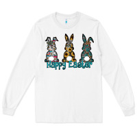 White Happy Easter Long Sleeve Tee - CowhideDigitalArt