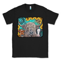 Black Cows Glitter Turquoise Leopard Sunflowers Classic Tee - CowCowDesign