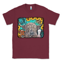 Burgundy Cows Glitter Turquoise Leopard Sunflowers Classic Tee - CowCowDesign