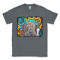 Charcoal Heather Cows Glitter Turquoise Leopard Sunflowers Classic Tee - CowCowDesign