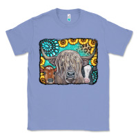 Colony Blue Cows Glitter Turquoise Leopard Sunflowers Classic Tee - CowCowDesign