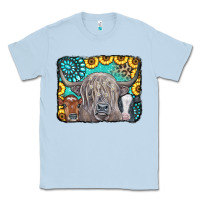 Dusty Blue Cows Glitter Turquoise Leopard Sunflowers Classic Tee - CowCowDesign