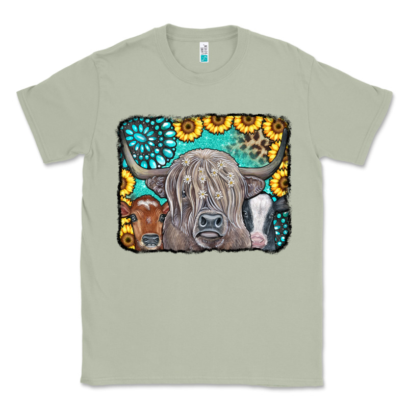 Cows Glitter Turquoise Leopard Sunflowers Classic Tee by CowCowDesign | Teevron