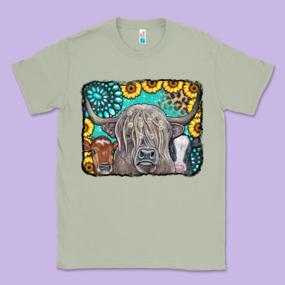 Cows Glitter Turquoise Leopard Sunflowers Classic Tee Designed By Cowcowdesign