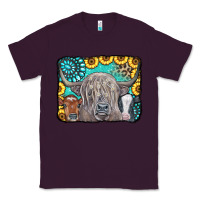 Plum Cows Glitter Turquoise Leopard Sunflowers Classic Tee - CowCowDesign