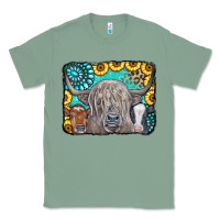 Sage Cows Glitter Turquoise Leopard Sunflowers Classic Tee - CowCowDesign