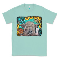 Seafoam Cows Glitter Turquoise Leopard Sunflowers Classic Tee - CowCowDesign