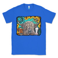 True Royal Cows Glitter Turquoise Leopard Sunflowers Classic Tee - CowCowDesign