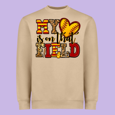 My Heart Is On That Field Softball Heavyweight Sweatshirt Designed By Jasminsmagicworld
