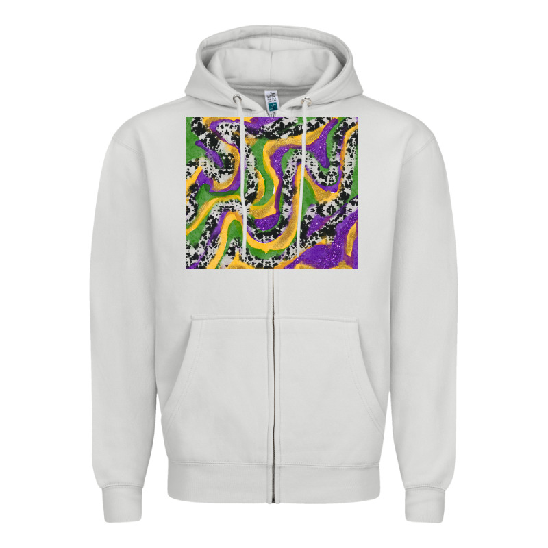Mardi Gras Cowhide Zipper Hoodie by RanaPortraitStore | Teevron