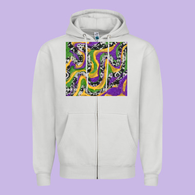 Mardi Gras Cowhide Zipper Hoodie Designed By Ranaportraitstore