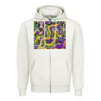 Oatmeal Heather mardi gras cowhide Zipper Hoodie - RanaPortraitStore