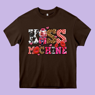 Kiss Machine With Lips Olivia Heavy Core Tee Designed By Oliviacreatesart