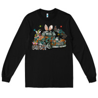 Black Happy Easter Long Sleeve Tee - CowhideDigitalArt