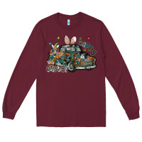 Burgundy Happy Easter Long Sleeve Tee - CowhideDigitalArt