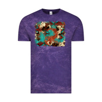 Cloud Purple aztec turquoise glitter cowhide  tooled leather ba Vintage Tee - FaDigitalArtStudio