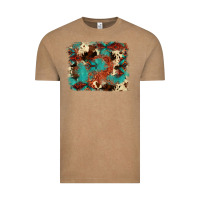 Aztec Turquoise Glitter Cowhide  Tooled Leather Ba Vintage Tee | Teevron