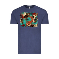 Vintage Denim aztec turquoise glitter cowhide  tooled leather ba Vintage Tee - FaDigitalArtStudio
