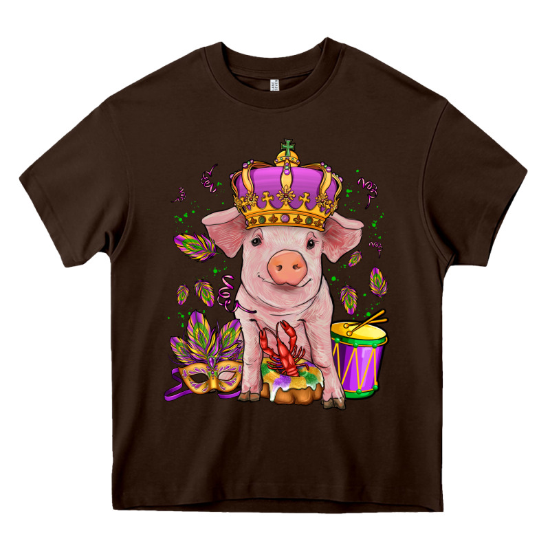 Mardi Gras Pig Heavy Core Tee by OliviaCreatesArt | Teevron