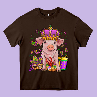 Mardi Gras Pig Heavy Core Tee Designed By Oliviacreatesart
