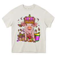 Cream mardi gras pig Heavy Core Tee - OliviaCreatesArt