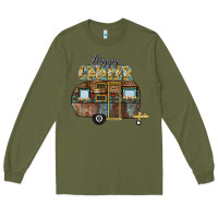 Army Green Happy Camper Long Sleeve Tee - CowhideDigitalArt