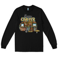 Black Happy Camper Long Sleeve Tee - CowhideDigitalArt